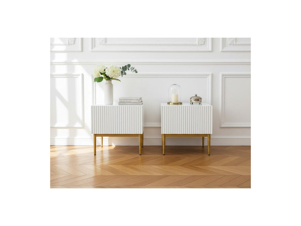 Kasha - Lot De 2 Chevets Tiroir - Pieds Or