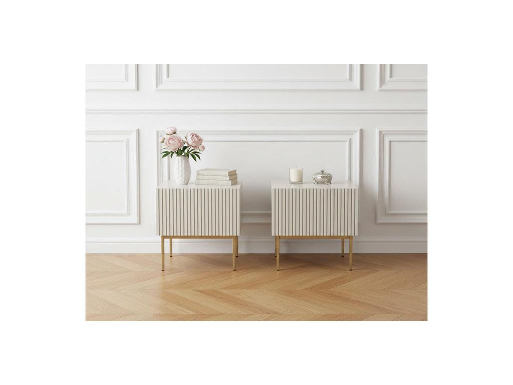 Kasha - Lot De 2 Chevets Tiroir - Pieds Or