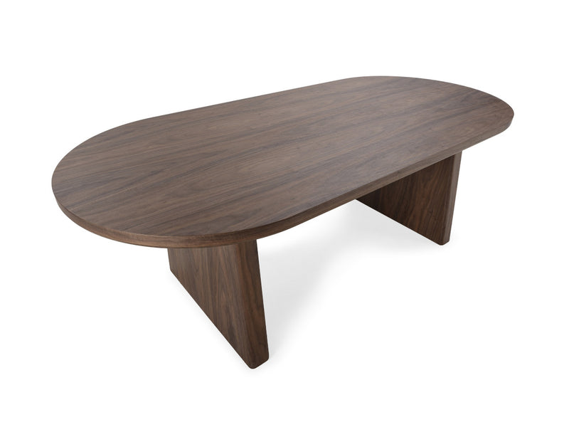 Pablo - Set - With Oval Walnut Veneer Dining Table + Tanya Textured Fabric Chairs - Set of 4 Chairs