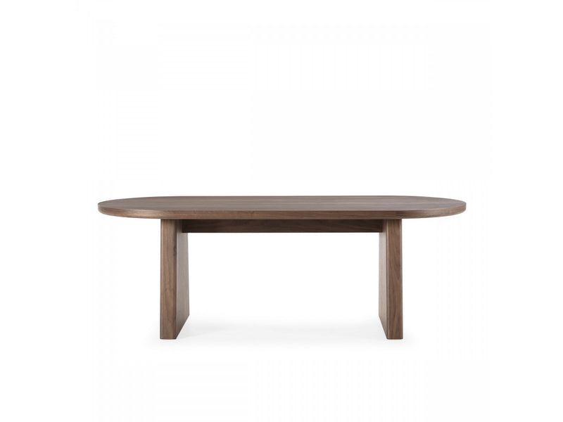 Pablo - Set - With Oval Walnut Veneer Dining Table + Tanya Textured Fabric Chairs - Set of 4 Chairs