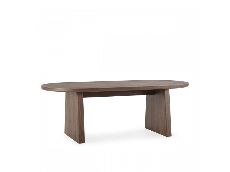 Pablo - Set - With Oval Walnut Veneer Dining Table + Tanya Textured Fabric Chairs - Set of 4 Chairs