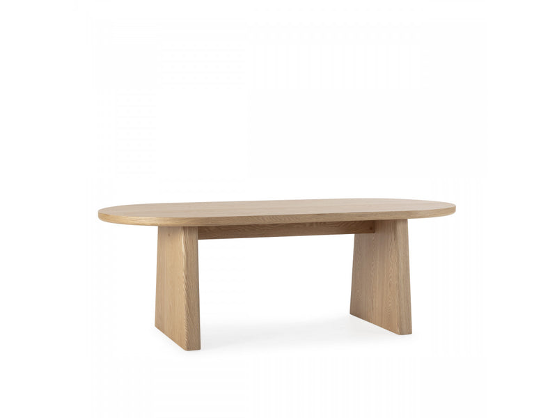 juntos Pablo Con mesa de comedor ovalada chapada en nogal + sillas Tanya de tela texturizada - Juego de 6 sillas