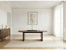 Pablo - Set - With Oval Walnut Veneer Dining Table + Tanya Textured Fabric Chairs - Set of 4 Chairs