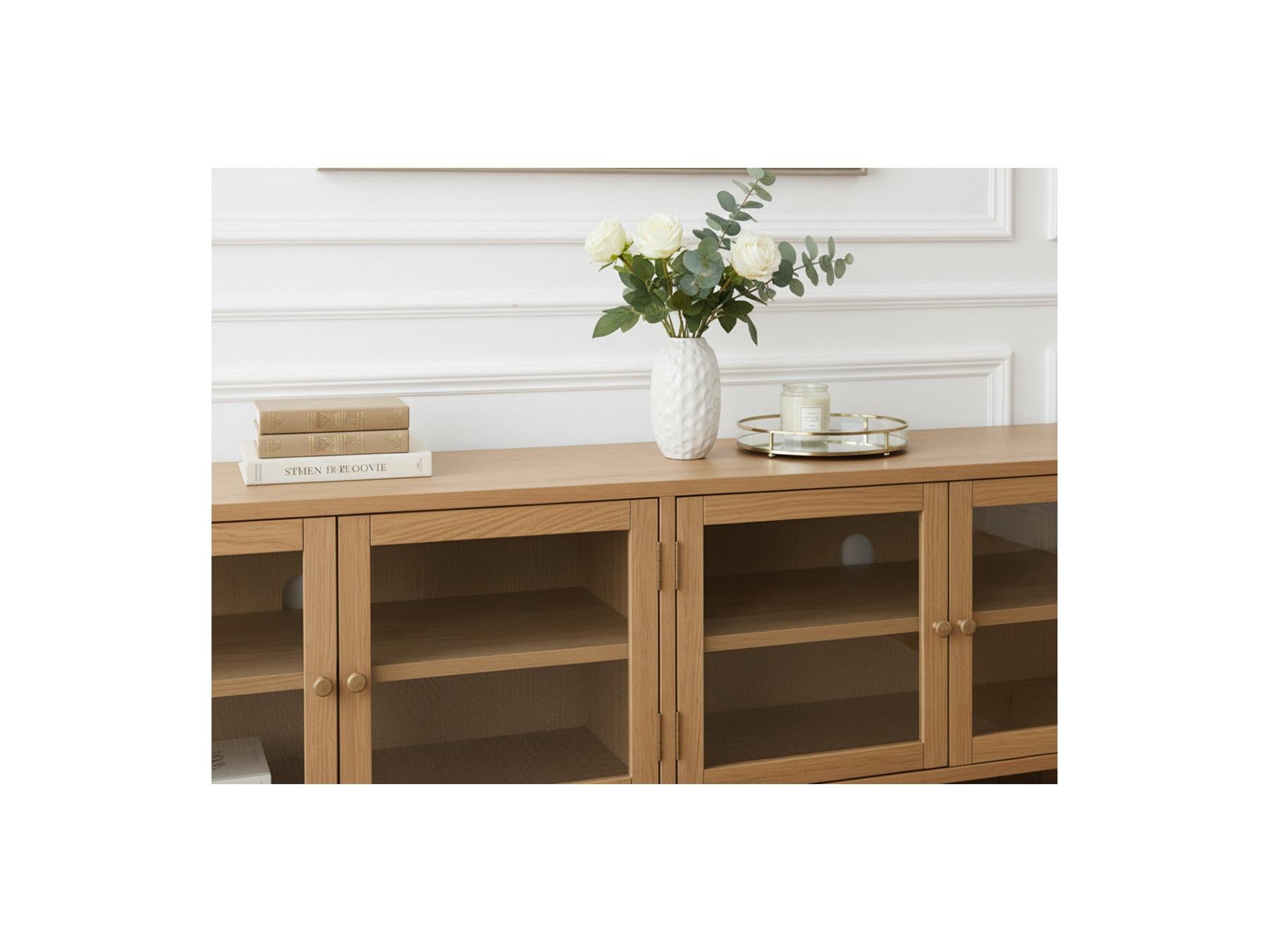 Carmen - 4-Door TV Unit - Solid Oak Veneer