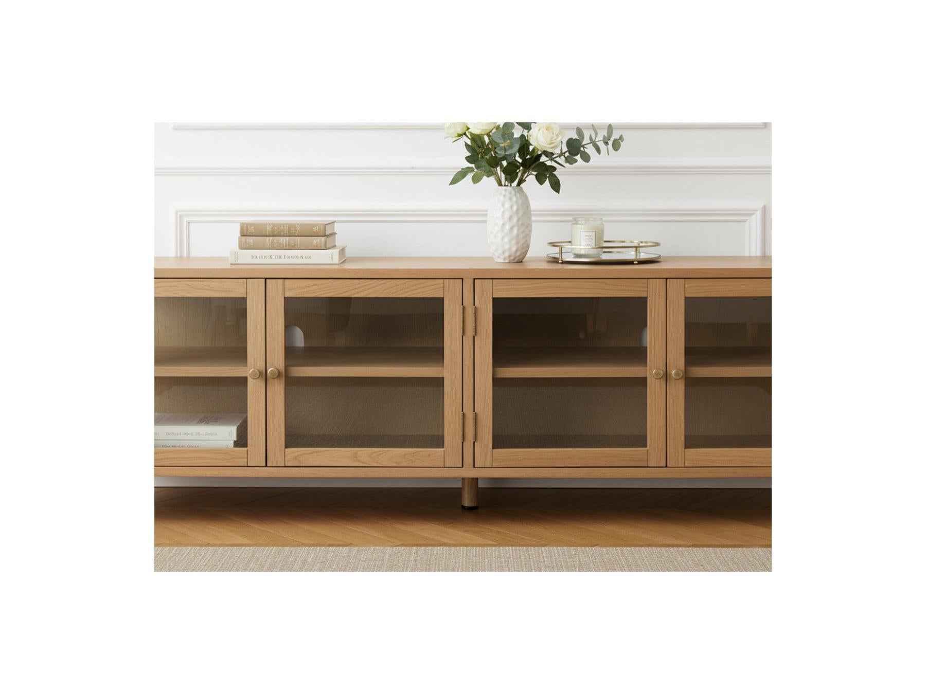 Carmen - 4-Door TV Unit - Solid Oak Veneer
