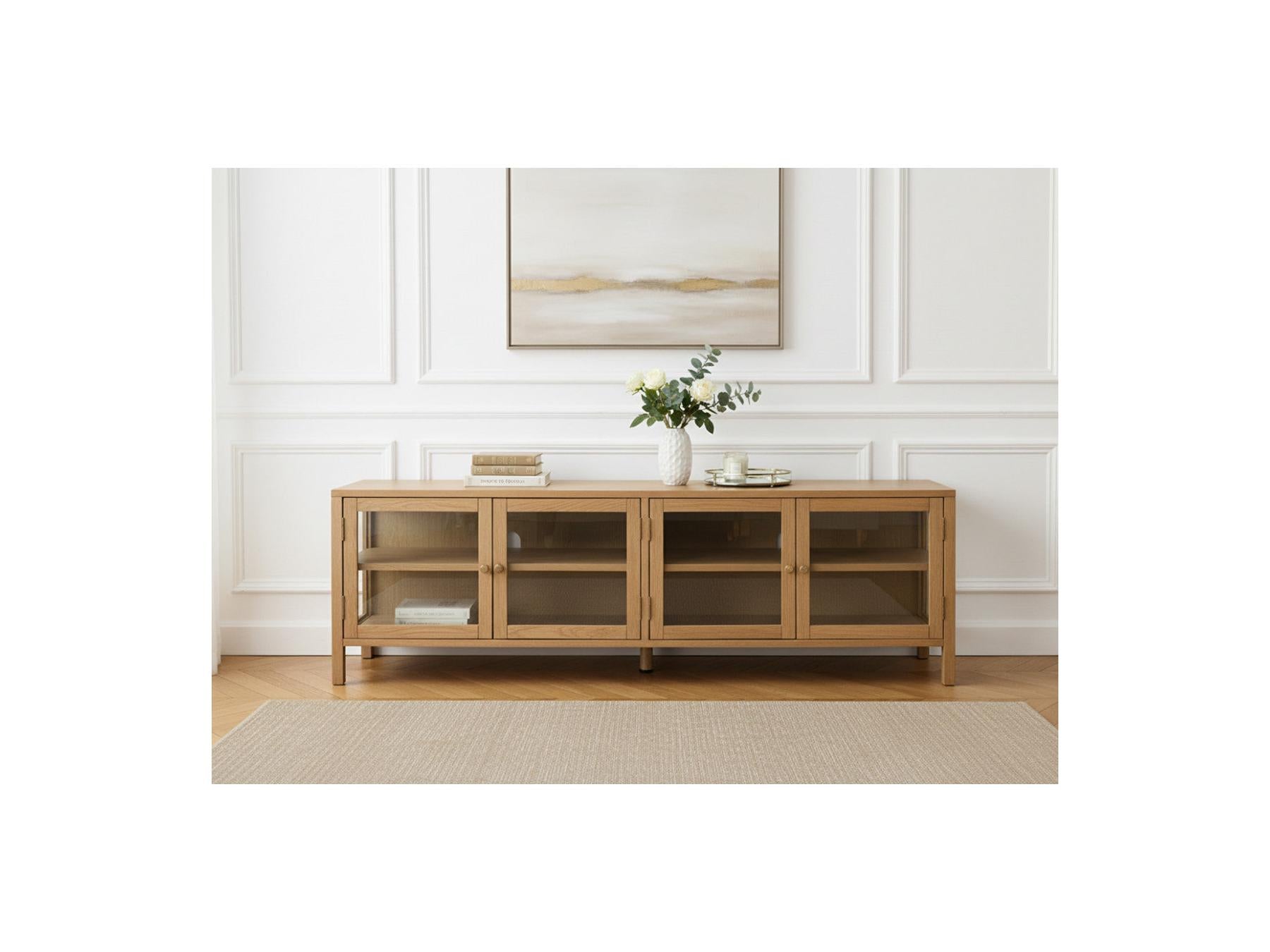 Carmen - 4-Door TV Unit - Solid Oak Veneer