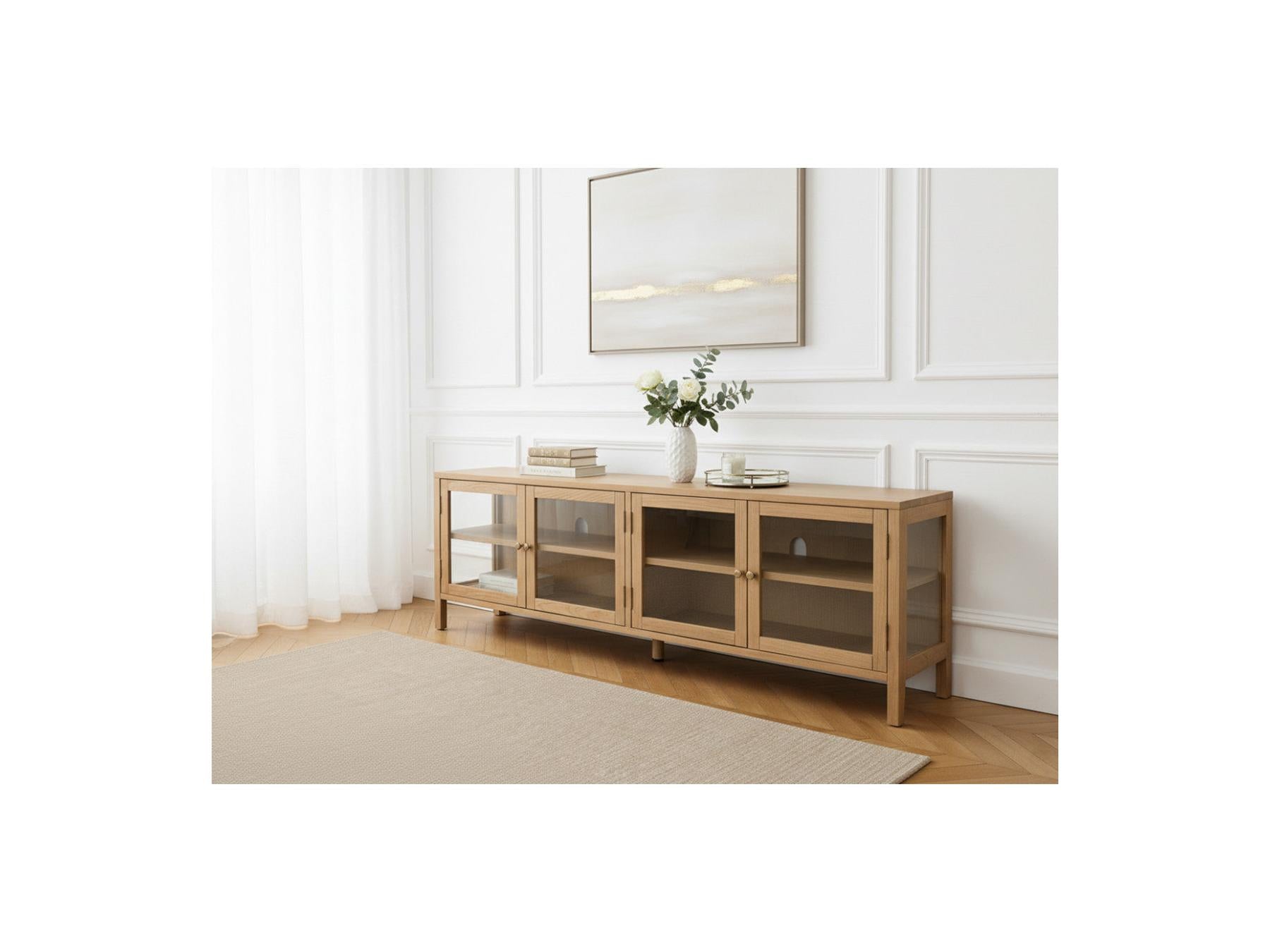 Carmen - 4-Door TV Unit - Solid Oak Veneer