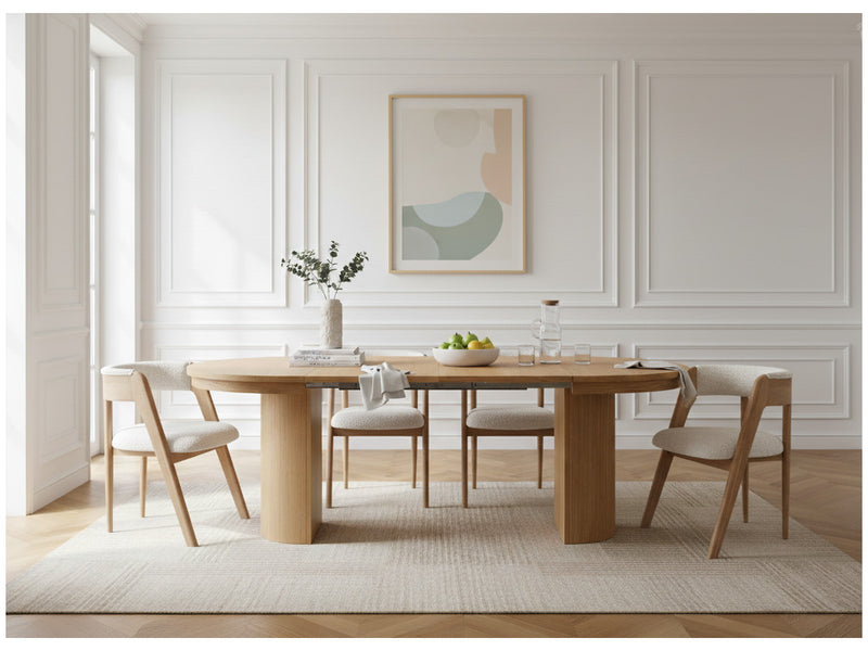 Prado - Table À Manger Ronde Extensible 110 À 210 Cm - Placage Chêne Massif