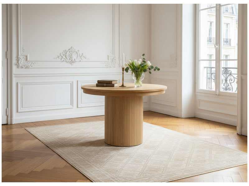 Prado - Table À Manger Ronde Extensible 110 À 210 Cm - Placage Chêne Massif