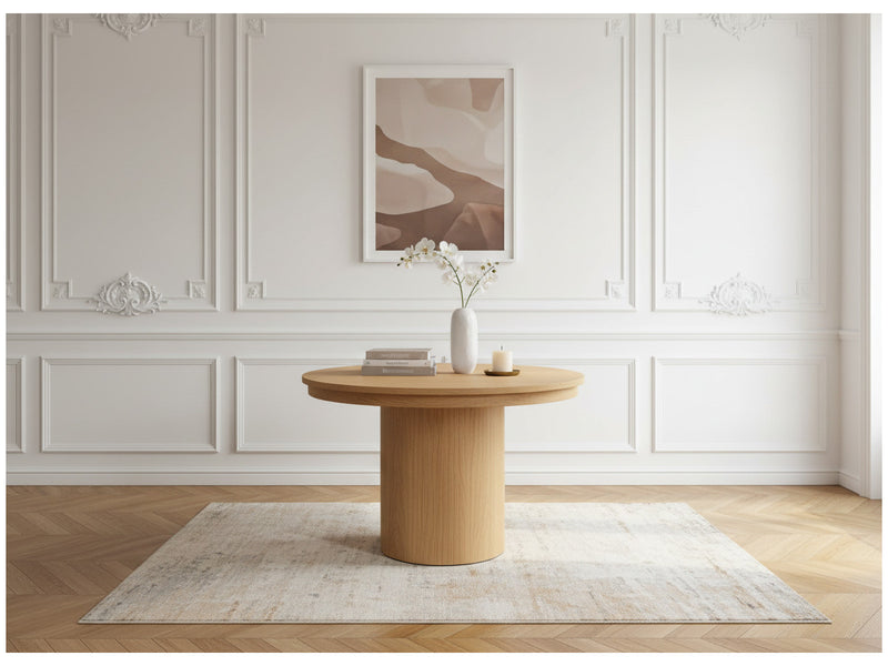 Prado - Table À Manger Ronde Extensible 110 À 210 Cm - Placage Chêne Massif