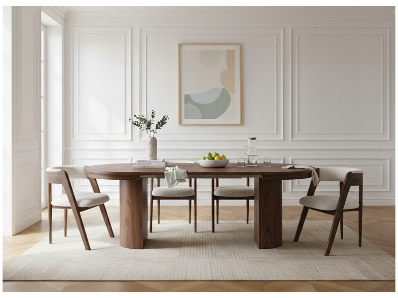 Prado - Table À Manger Ronde Extensible 110 À 210 Cm - Placage Chêne Massif