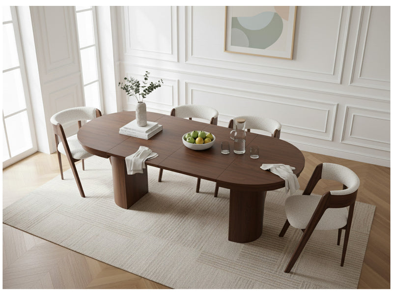 Prado - Table À Manger Ronde Extensible 110 À 210 Cm - Placage Chêne Massif