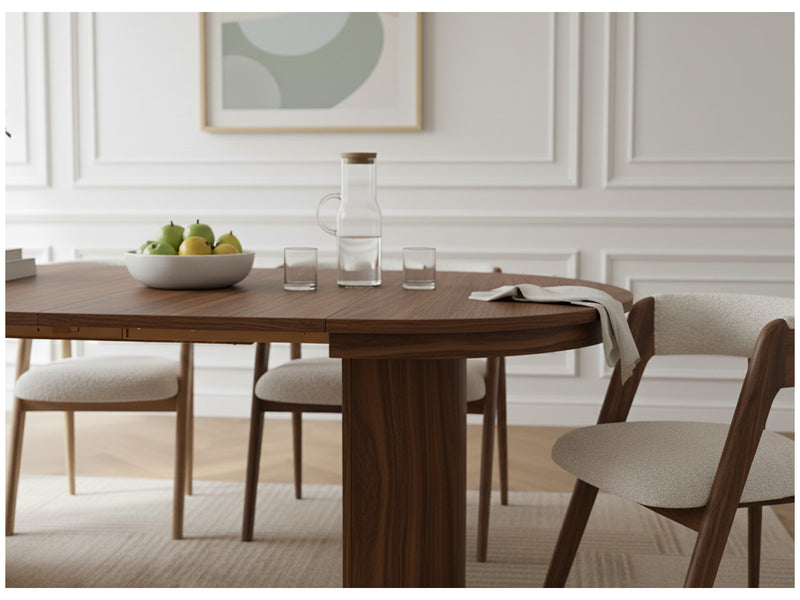 Prado - Table À Manger Ronde Extensible 110 À 210 Cm - Placage Chêne Massif