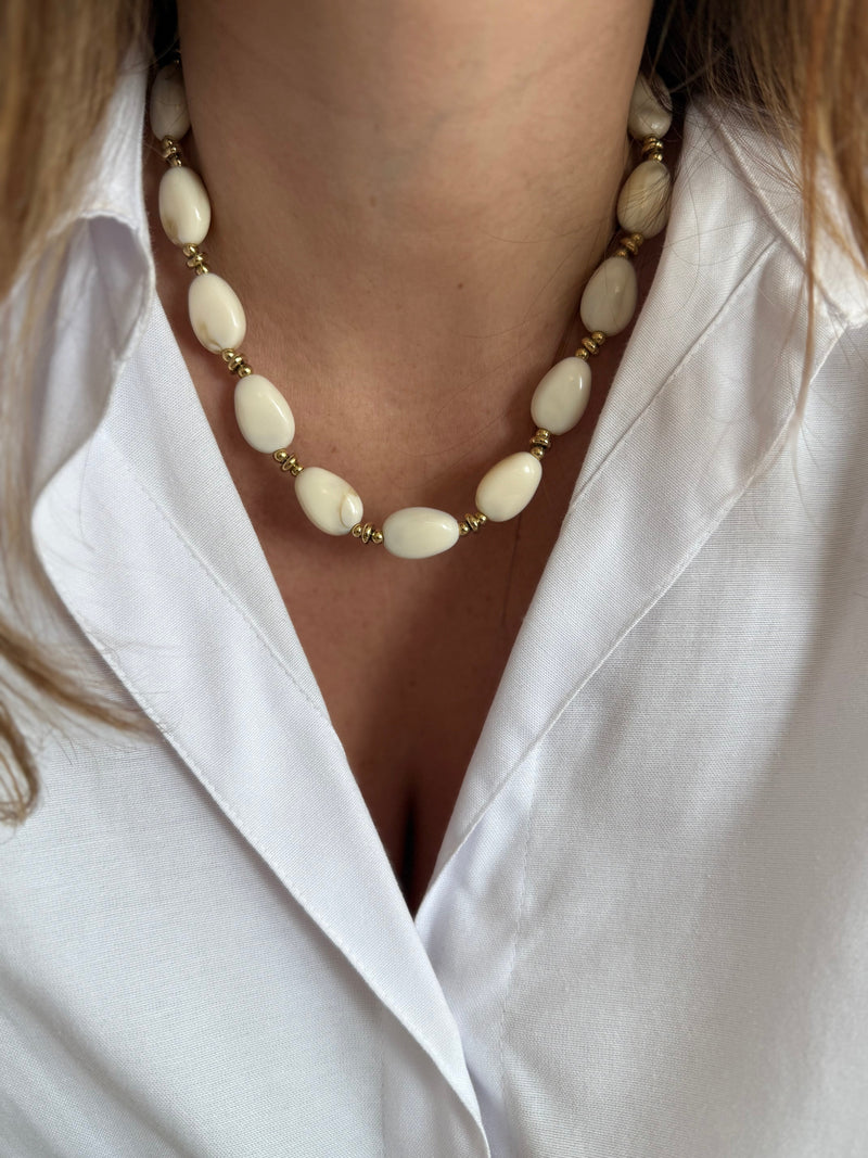 Jade Necklace - Beige Or Turquoise