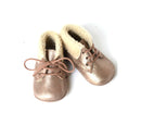 Chaussons Bébé Souples Fourrés Antidérapants Mini-Arthur - Cuir Nude Irisé - Fille