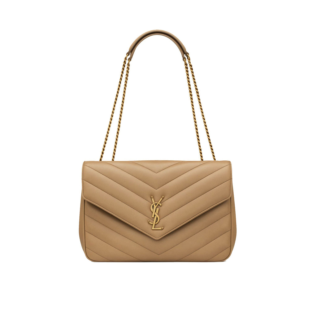 Saint Laurent - Sac Bandoulière Loulou Large - Femme - Beige