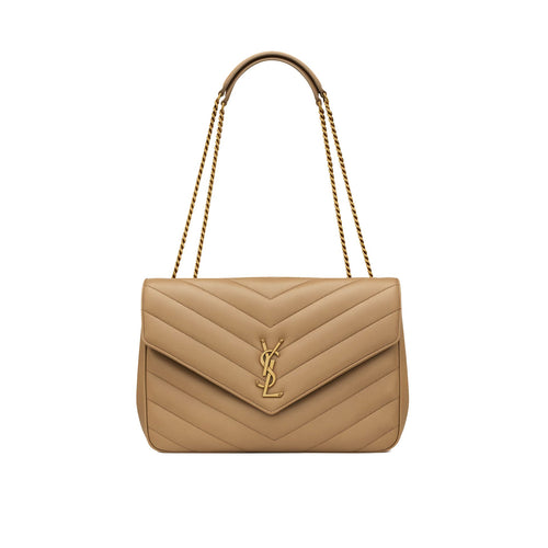 Sac Bandoulière Saint Laurent Loulou Large - Femme - Beige