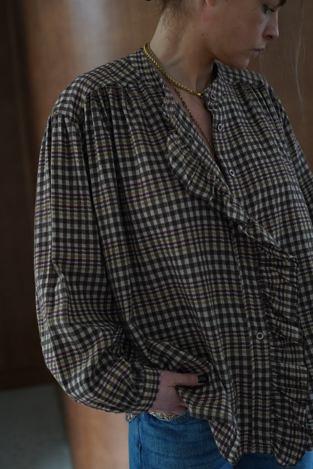 Colette Brown Check Blouse