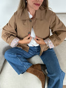 Edith Trench Jacket In Liberty Camel Cotton