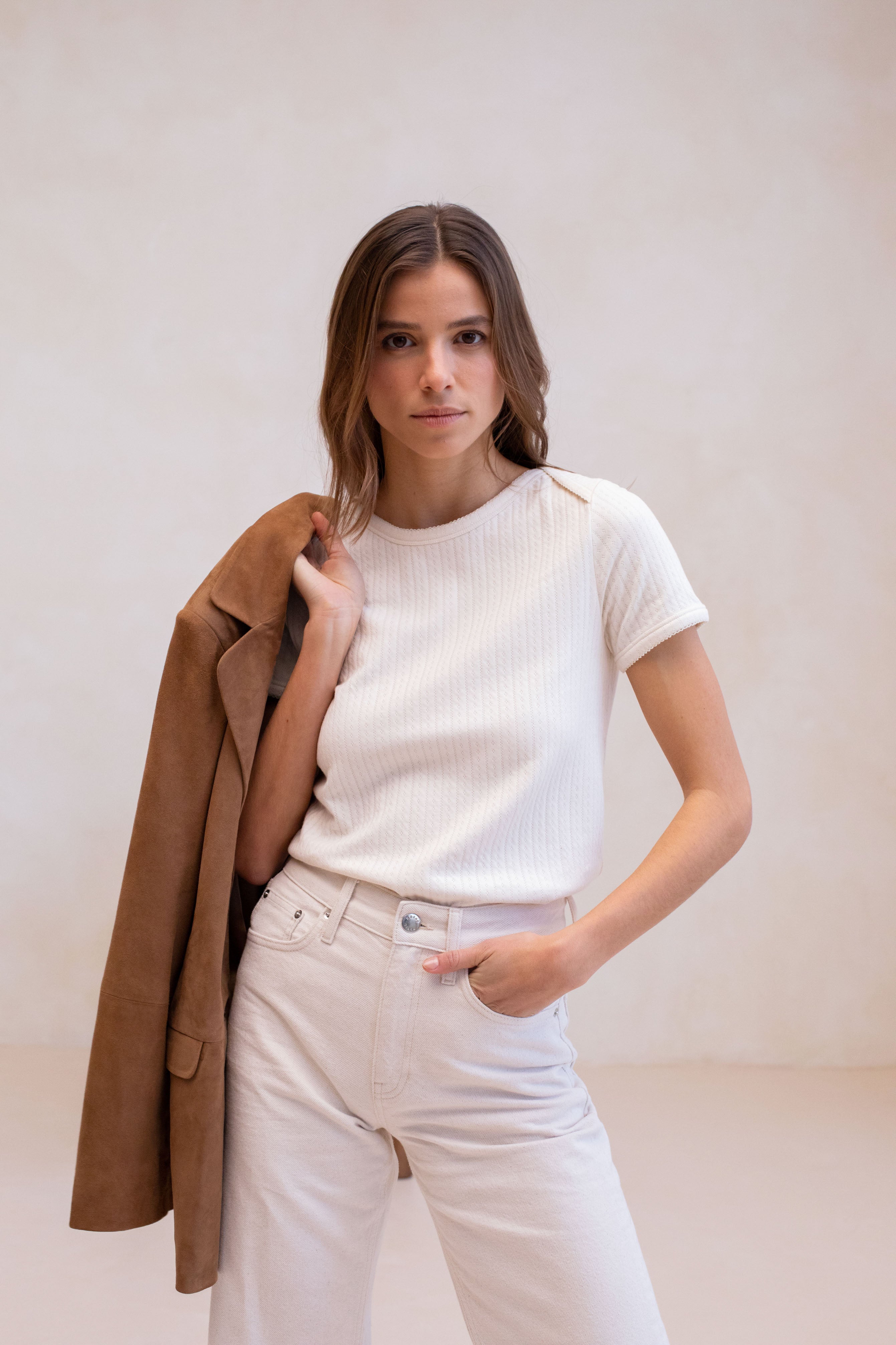 Le Thibaud Suede Jacket - Camel Brown