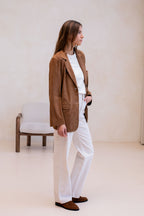 Le Thibaud Suede Jacket - Camel Brown