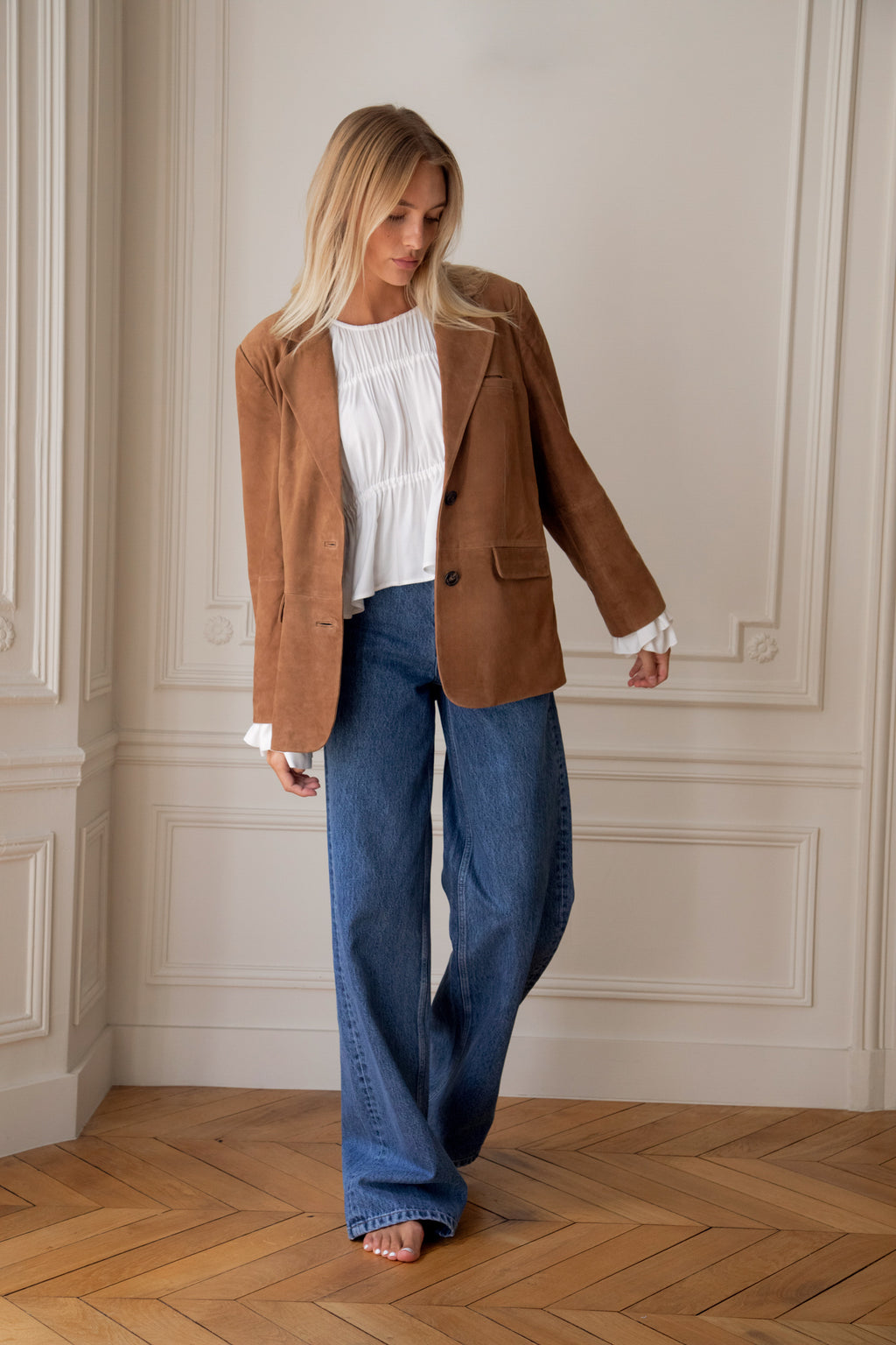 Le Thibaud Suede Jacket - Camel Brown