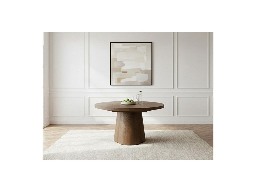Sugiton - Table À Manger Ronde Extensible 130 À 180 Cm Placage Chêne Massif