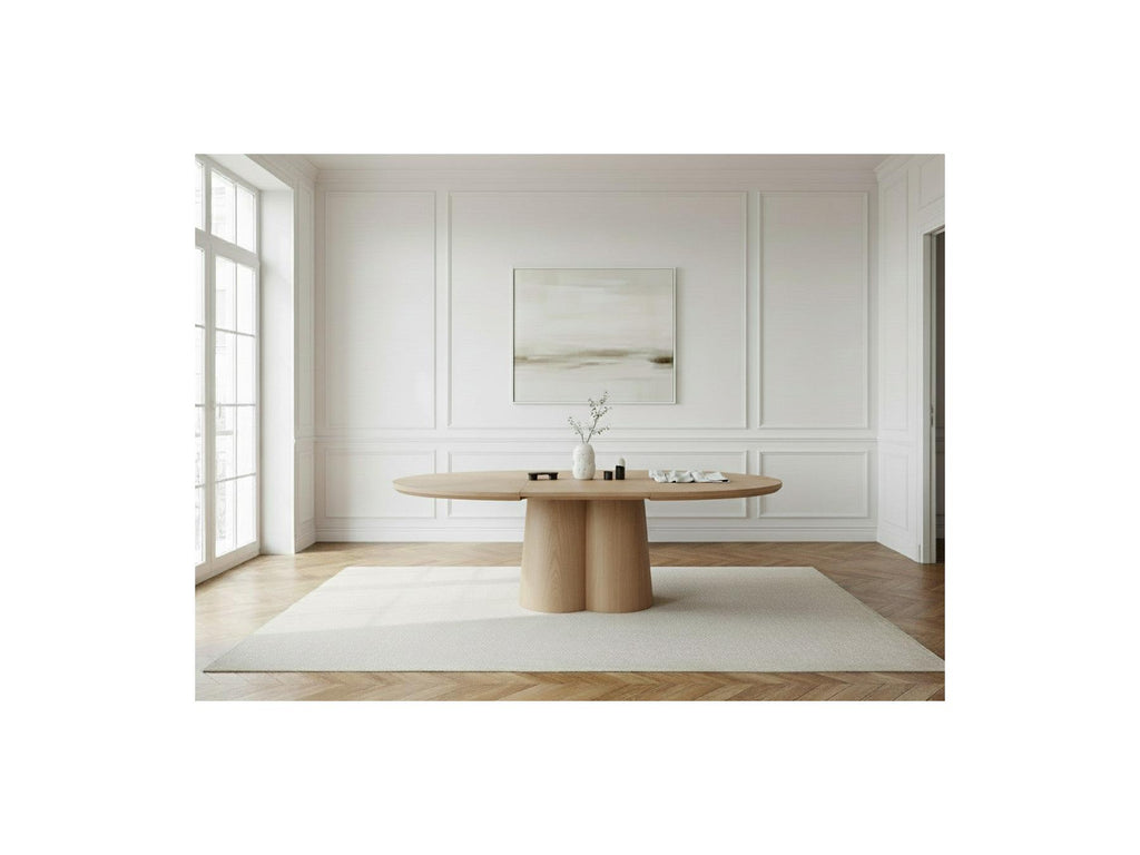 Sugiton - Table À Manger Ronde Extensible 130 À 180 Cm Placage Chêne Massif