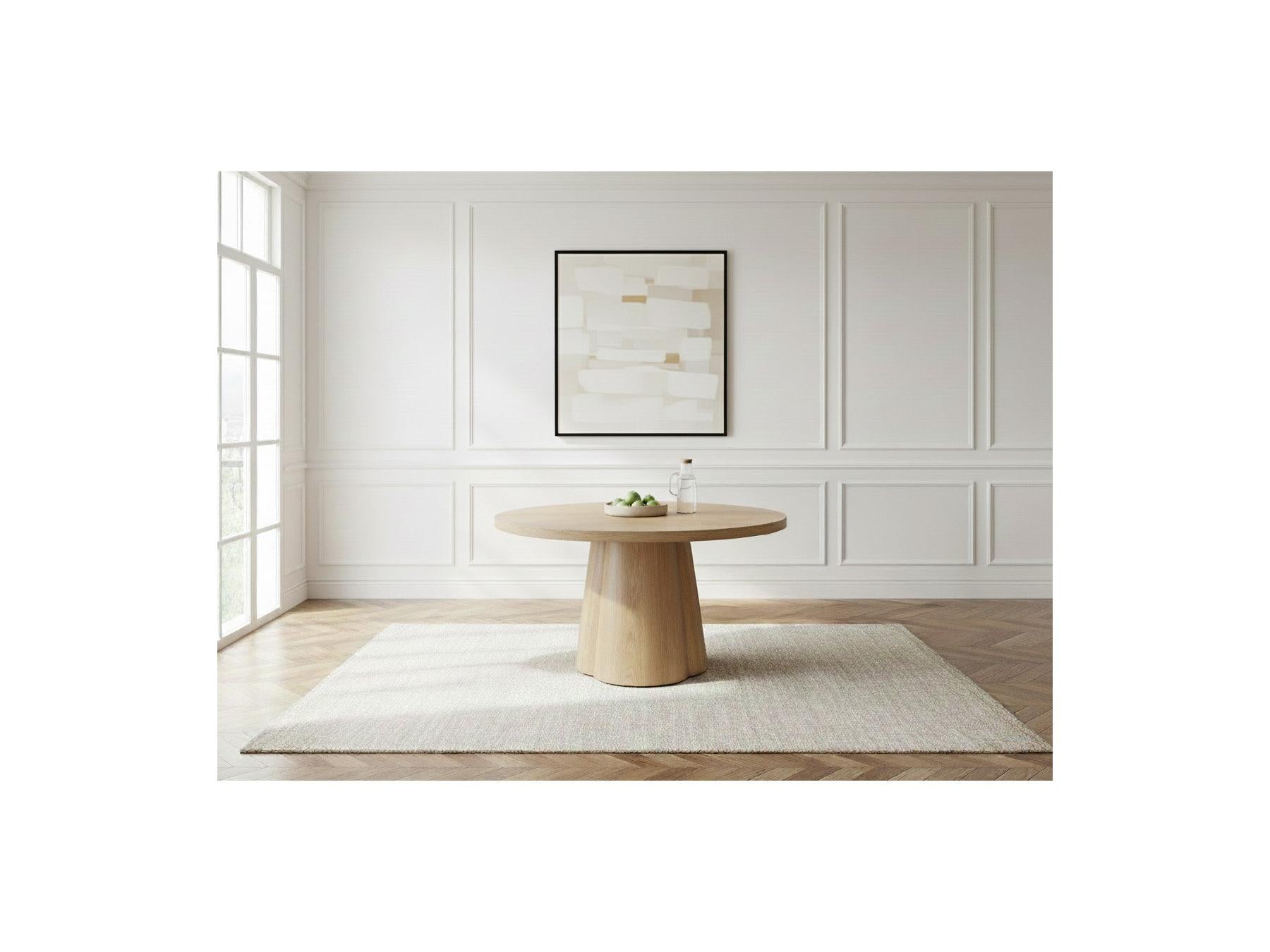 Sugiton - Table À Manger Ronde Extensible 130 À 180 Cm Placage Chêne Massif