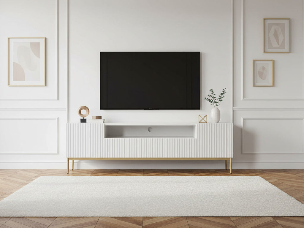 Kasha - TV Unit with Open Compartment - Gold Legs