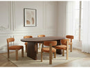 Ensemble Pablo Avec Table À Manger Ovale Placage Noyer + Chaises Tanya Tissu Texturé - Lot De 6 Chaises
