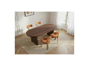 Pablo - Ensemble - Avec Table À Manger Ovale Placage Noyer + Chaises Tanya Tissu Texturé - Lot De 4 Chaises