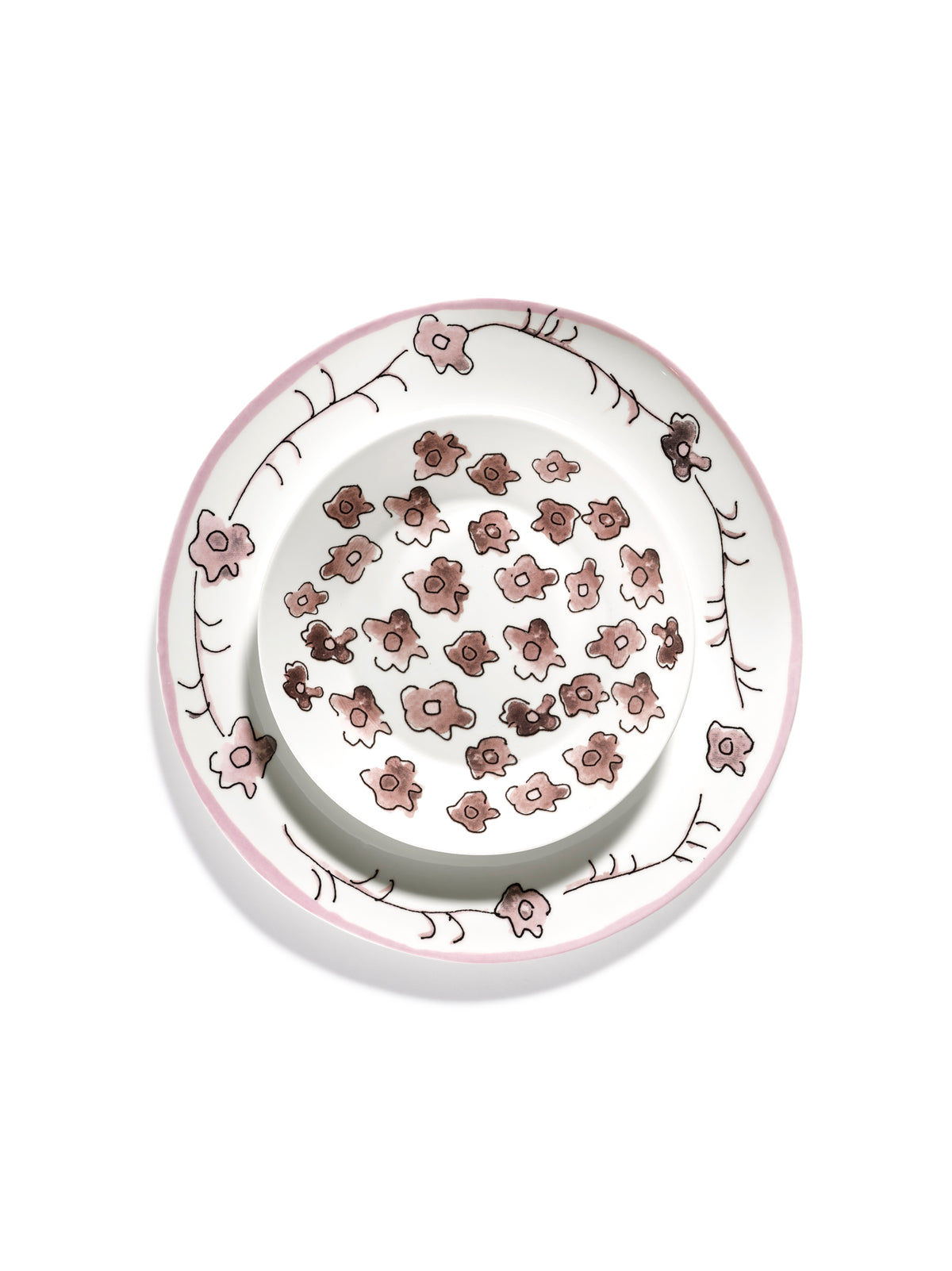 Midnight Flowers - Lot De 2 Assiettes - L - Porcelaine Bone China - Foncé Viola