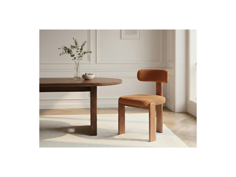 Pablo - Ensemble - Avec Table À Manger Ovale Placage Noyer + Chaises Tanya Tissu Texturé - Lot De 4 Chaises