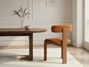 Ensemble Pablo Avec Table À Manger Ovale Placage Noyer + Chaises Tanya Tissu Texturé - Lot De 6 Chaises