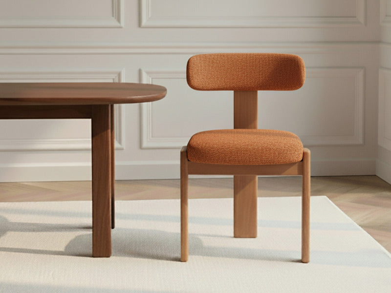 Ensemble Pablo Avec Table À Manger Ovale Placage Noyer + Chaises Tanya Tissu Texturé - Lot De 6 Chaises