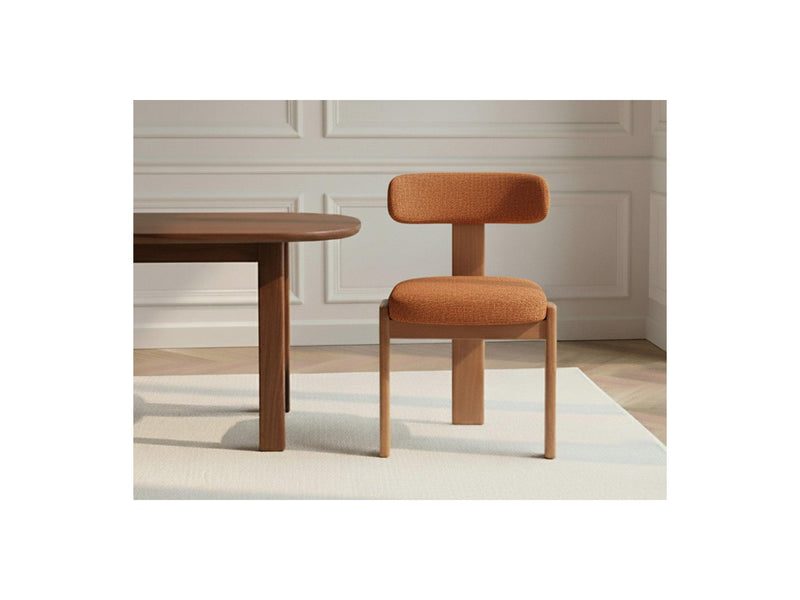 Pablo - Ensemble - Avec Table À Manger Ovale Placage Noyer + Chaises Tanya Tissu Texturé - Lot De 4 Chaises