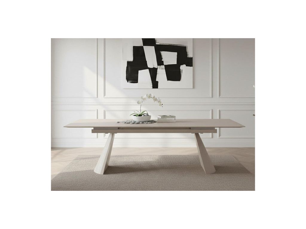 Mesa De Comedor Extensible - Romeo - Tablero De Piedra Efecto Travertino