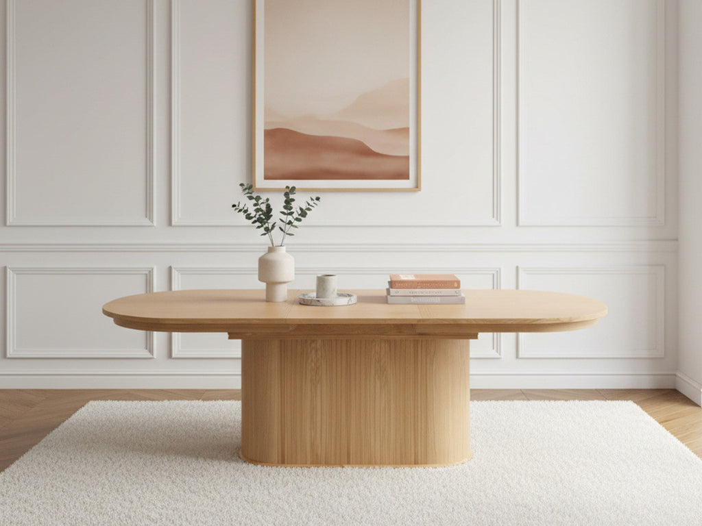 Malmousque - Mesa de comedor extensible de 210 a 270 cm en chapa de roble macizo
