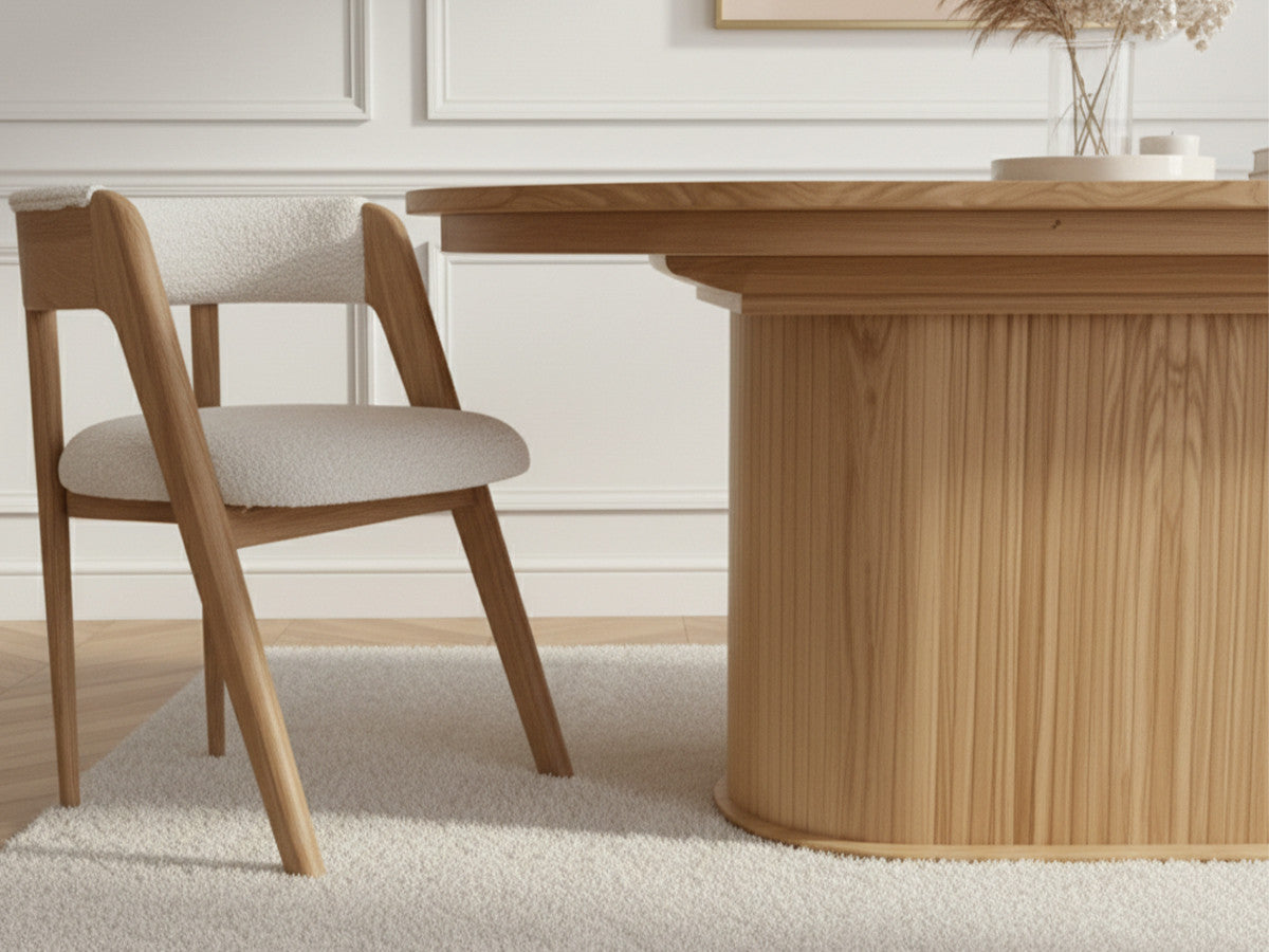 Malmousque - Mesa de comedor extensible de 210 a 270 cm en chapa de roble macizo