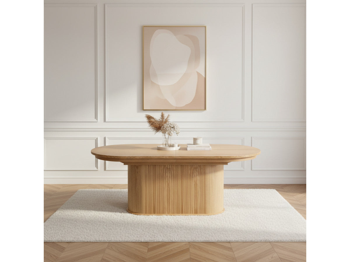 Malmousque - Mesa de comedor extensible de 210 a 270 cm en chapa de roble macizo