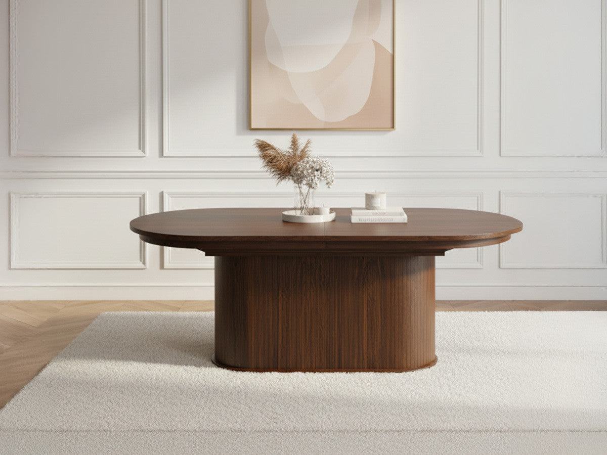 Malmousque - Mesa de comedor extensible de 210 a 270 cm en chapa de roble macizo