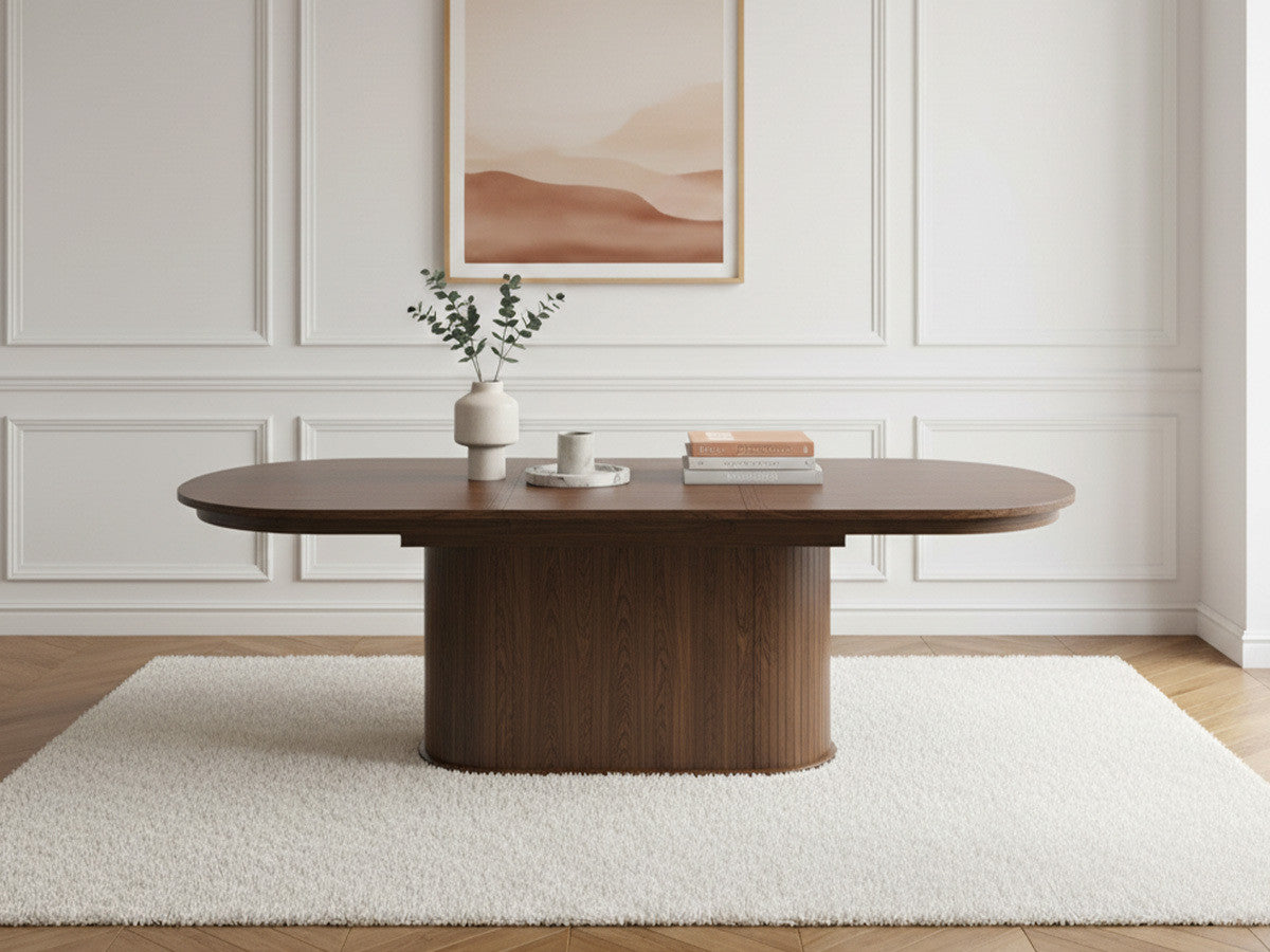 Malmousque - Mesa de comedor extensible de 210 a 270 cm en chapa de roble macizo