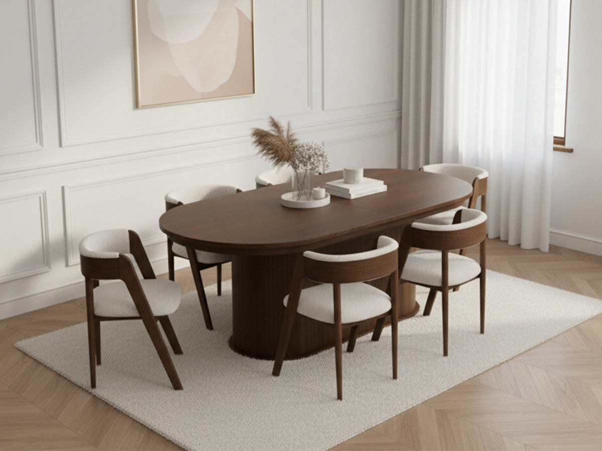 Malmousque - Mesa de comedor extensible de 210 a 270 cm en chapa de roble macizo