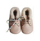 Chaussons Bébé Souples Fourrés Antidérapants Mini-Arthur - Cuir Rose Nude - Fille