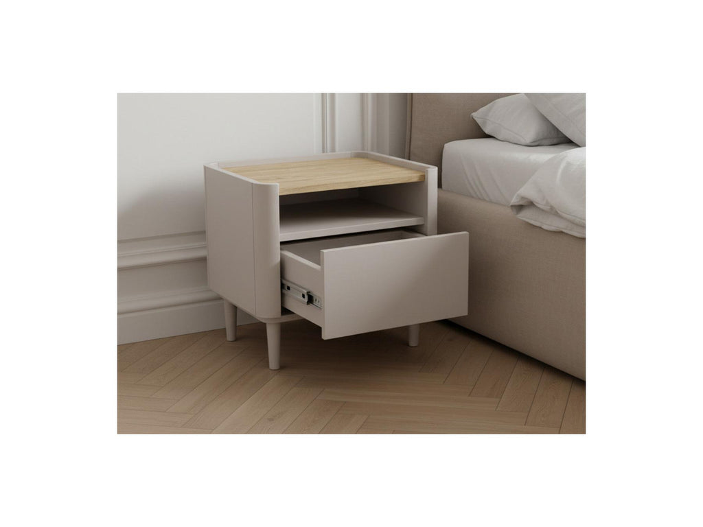 Anyra - Table De Chevet 1 Tiroir - Pieds En Bois Massif