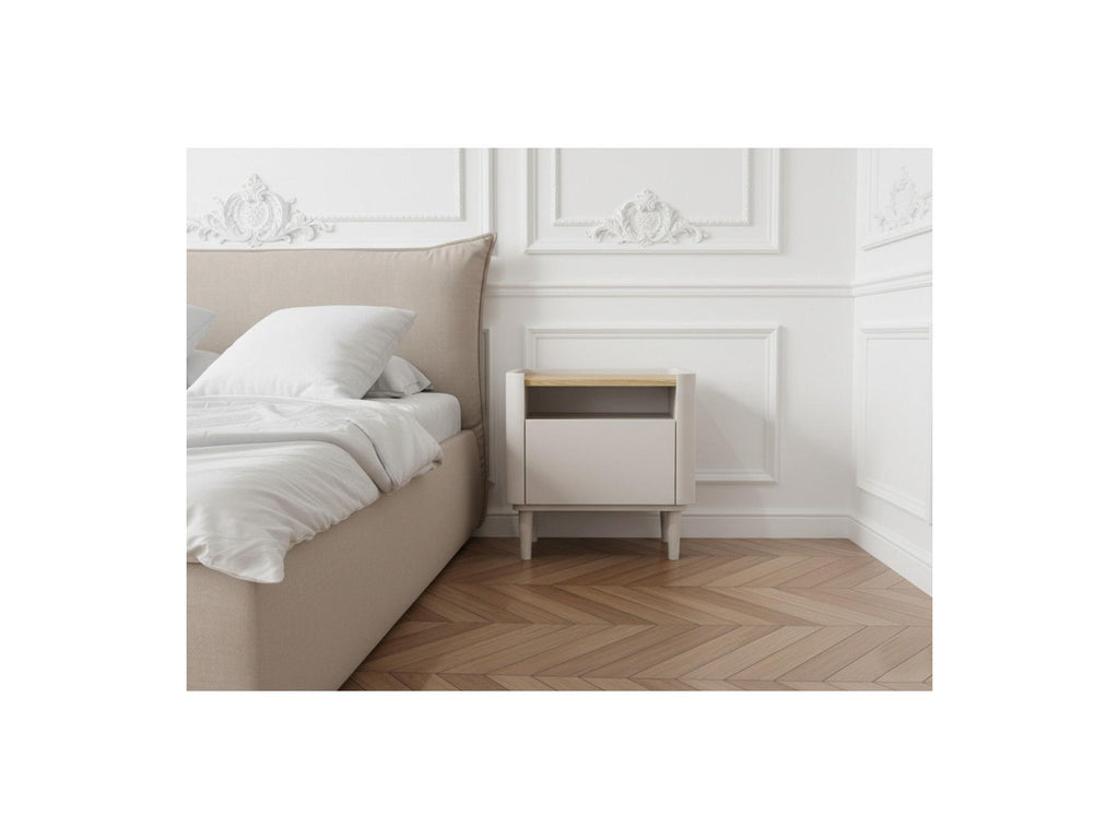 Anyra - Table De Chevet 1 Tiroir - Pieds En Bois Massif