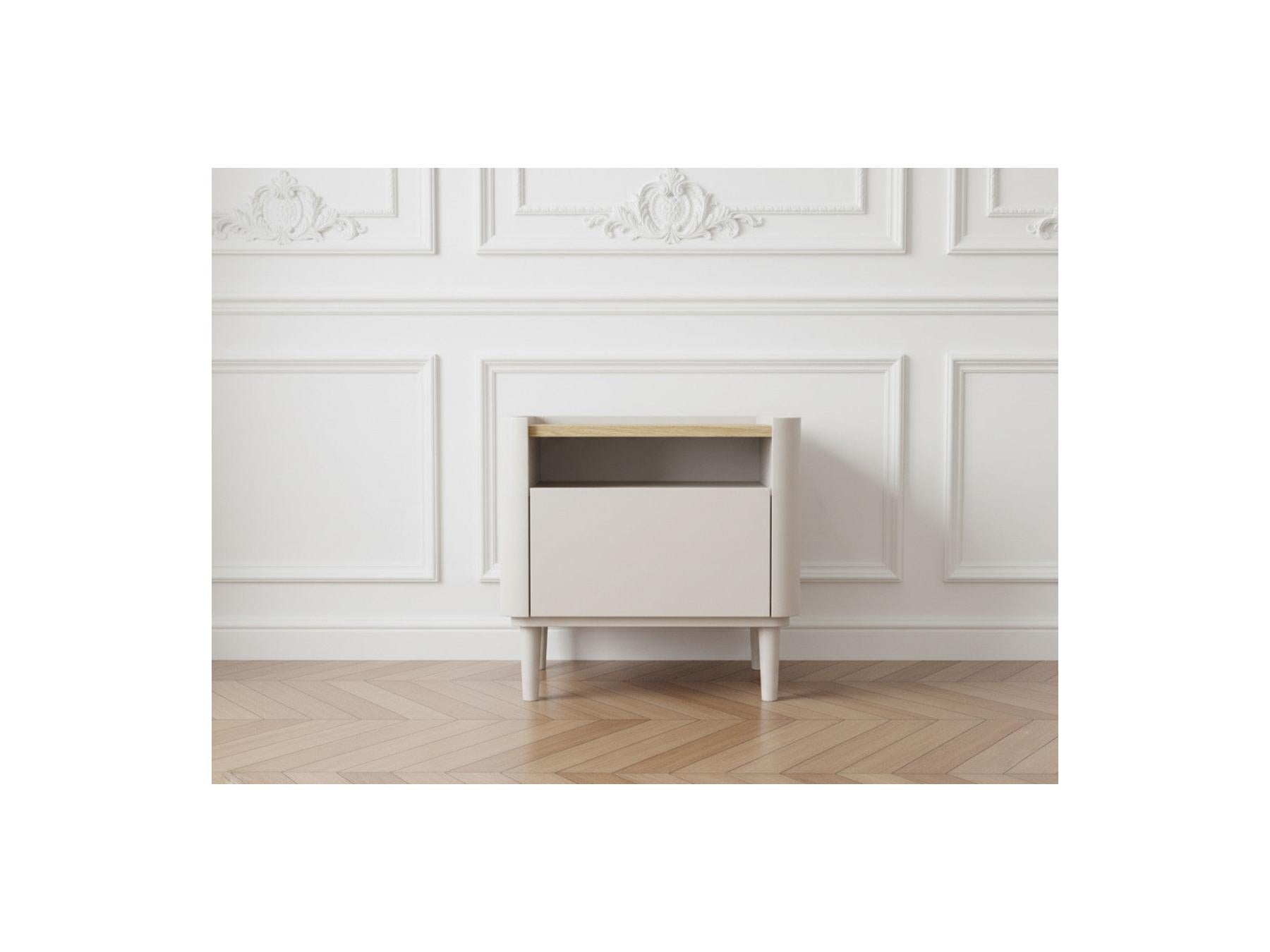 Anyra - Table De Chevet 1 Tiroir - Pieds En Bois Massif