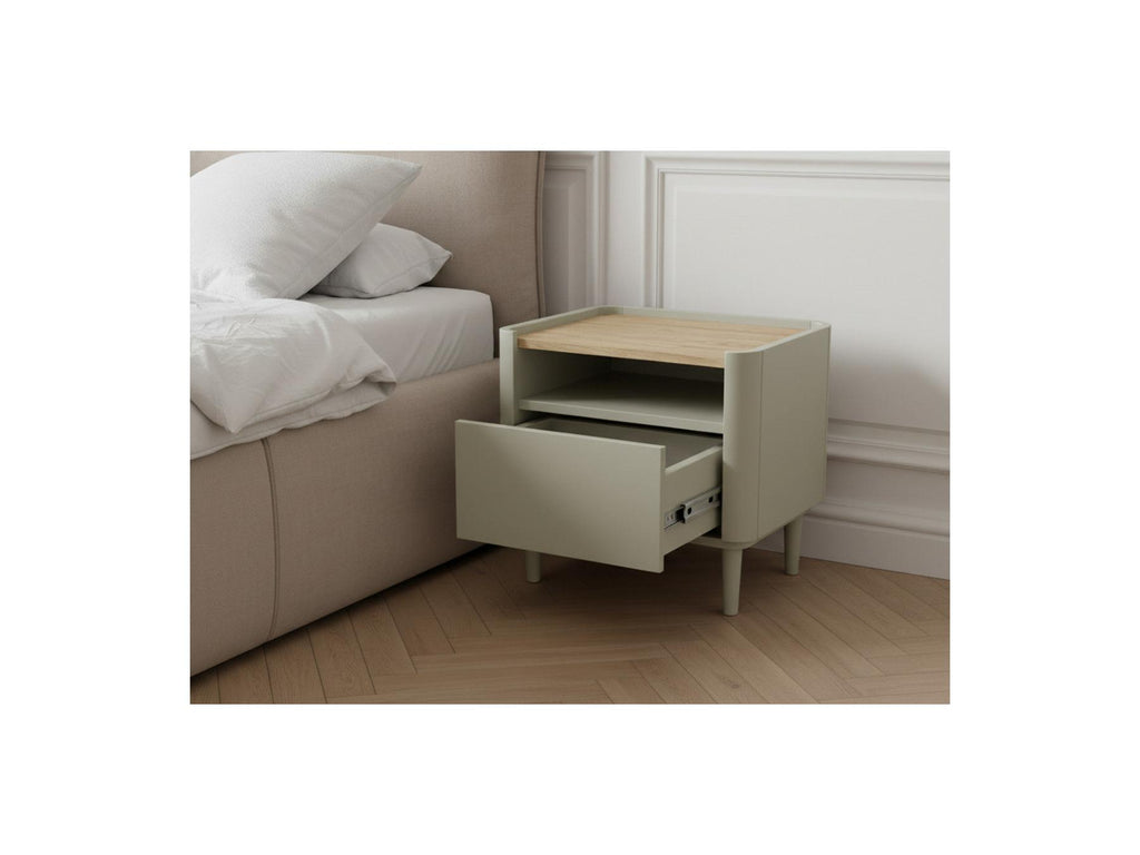 Anyra - Table De Chevet 1 Tiroir - Pieds En Bois Massif