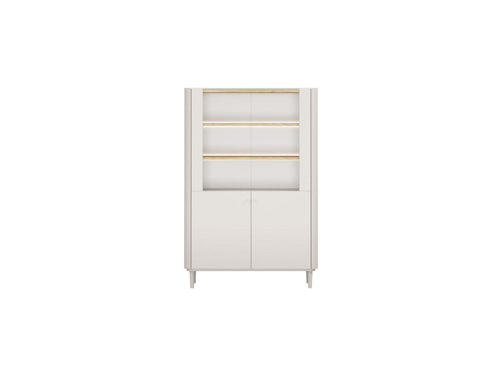 Anyra - 2-Door Display Cabinet H. 150 cm - Solid Wood Legs